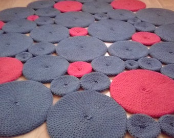 Handmade Round Cotton Rug: Modern Crochet Area Rug