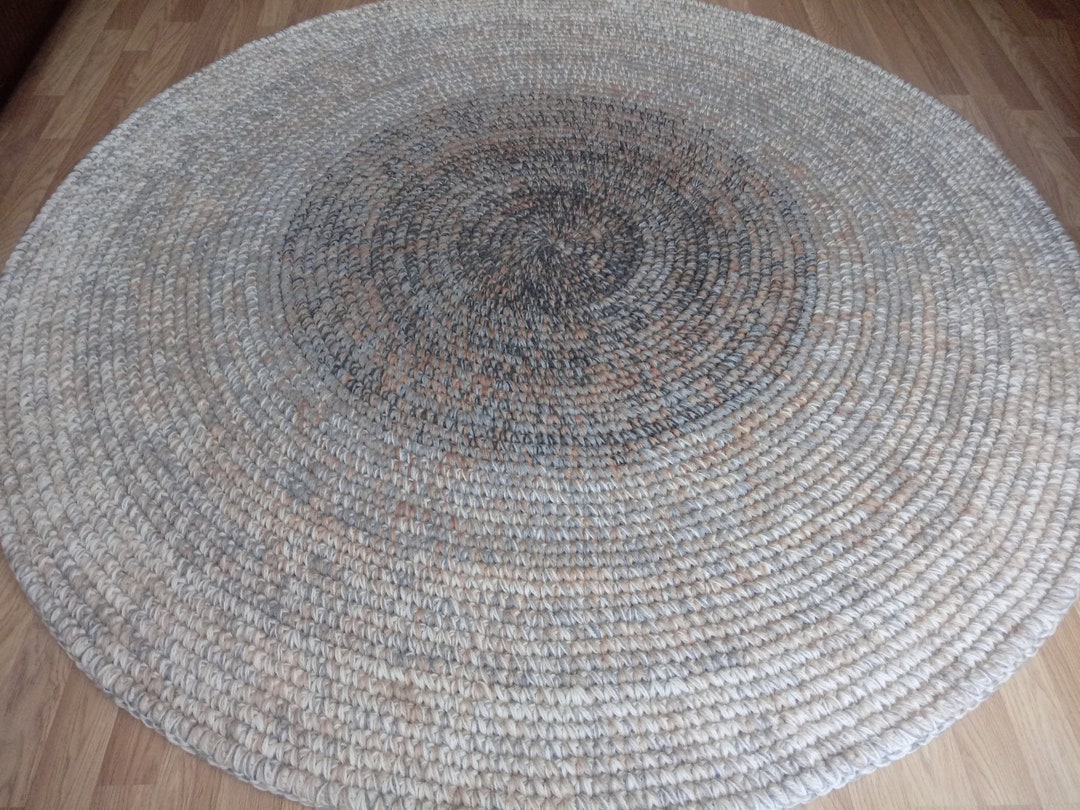 Round Rug Handmade Handmade Round Wool Rug, Crochet Floor Rug, Modern Decor - Etsy