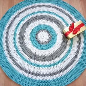 Handmade Cotton Chunky Crochet Cream Rug/Crochet Nursery Rug/Skandinavische Teppich/Floor Rugs/Carpet/Rund Alfombra Trapillo