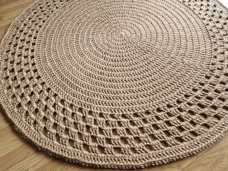 Handmade JUTE Chunky Crochet Rug/Crochet Nursery Rug/Skandinavische Teppich/Floor Rugs/Carpet/Rund Alfombra Trapillo image 2