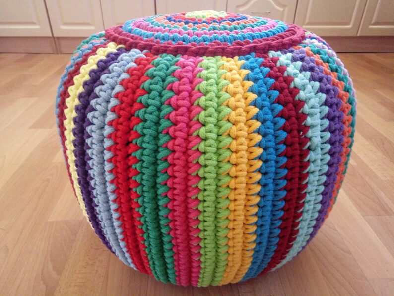 STUFFED Crochet Pouf/poof/ottoman/footstool/home Etsy
