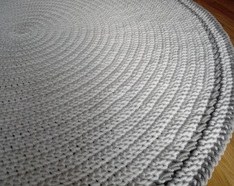 Handmade Cotton Chunky Crochet Rug, Scandinavian Style