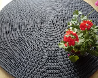Handmade Chunky Crochet Cotton Rug: Cream Nursery Rug