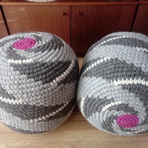 STUFFED Crochet Pouf/Poof/Ottoman/Footstool/Home Decor/Pillow/Bean Bag/Floor cushion