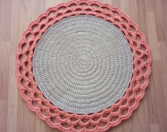 Handmade Chunky Crochet Cotton Rug, Cream Nursery Rug