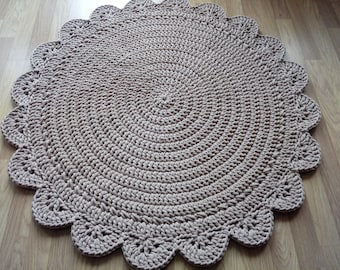 Handmade Cotton Chunky Crochet  Rug/Crochet Nursery Rug/Skandinavische Teppich/Floor Rugs/Carpet/Rund Alfombra Trapillo