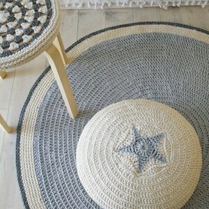 Handmade Cotton Chunky Crochet Cream Rug/Crochet Nursery Rug/Skandinavische Teppich/Floor Rugs/Carpet/Rund Alfombra Trapillo