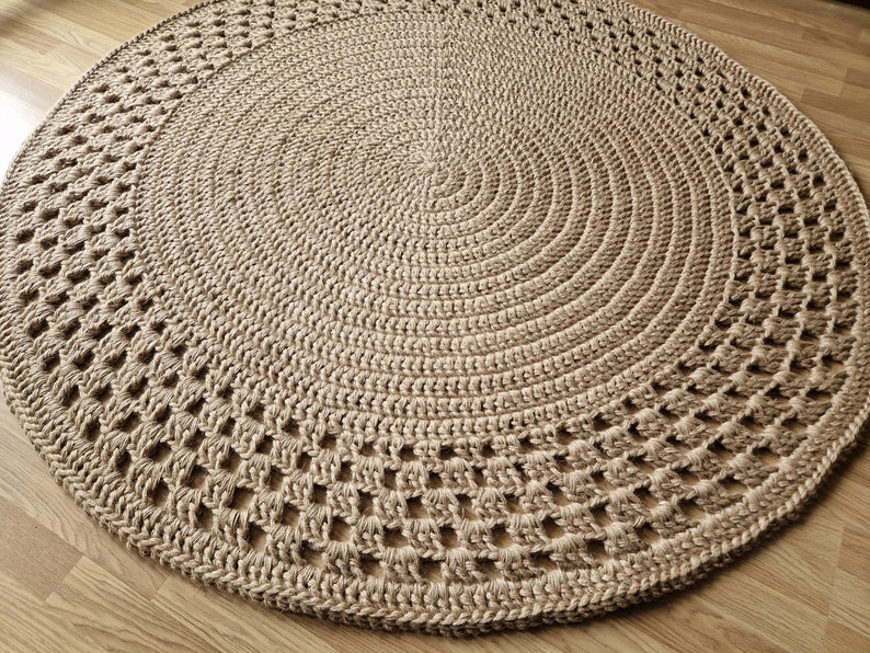 Handmade JUTE Chunky Crochet Rug/Crochet Nursery Rug/Skandinavische Teppich/Floor Rugs/Carpet/Rund Alfombra Trapillo image 8