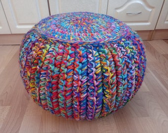 STUFFED Crochet Pouf/Poof/Ottoman/Footstool/Home Decor/Pillow/Bean Bag/Floor cushion