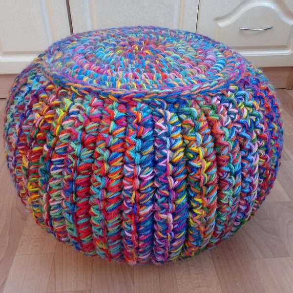 STUFFED Crochet Pouf/Poof/Ottoman/Footstool/Home Decor/Pillow/Bean Bag/Floor cushion