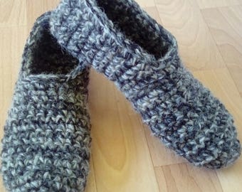 Handmade Wool Crochet Slippers, Unisex Comfy Shoes