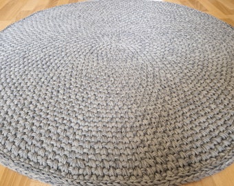 Handmade Round Wool Rug, Crochet Floor Carpet, Modern Style