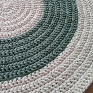 Handmade Cotton Chunky Crochet Cream Rug/Crochet Nursery Rug/Skandinavische Teppich/Floor Rugs/Carpet/Rund Alfombra Trapillo