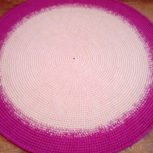 Pink Rug Round Crochet Wool Rug Nursery Rug Baby Girl Room Etsy