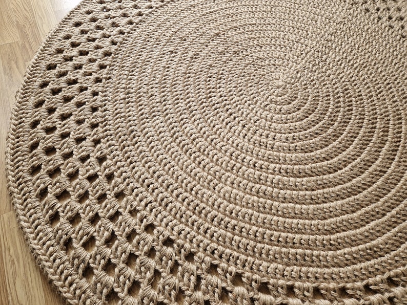 Handmade JUTE Chunky Crochet Rug/Crochet Nursery Rug/Skandinavische Teppich/Floor Rugs/Carpet/Rund Alfombra Trapillo image 6