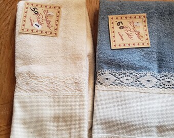 Tea Towel 12x18 12 Vintage Handmade Linen Cross Stitch Fingertip Towel