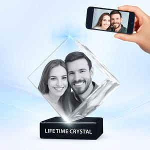 Custom Photo 3D Crystal – Diamond Shape Memorial Keepsake – Personalized Engraved Gift pets, kids, couple  gift memory engraved in 3D