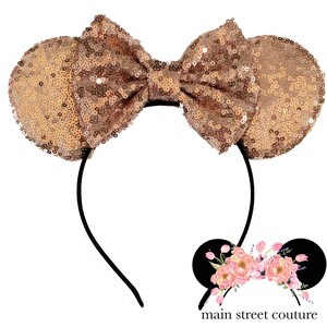 Rose Gold sequin minnie ears, minnie mouse ears, minnie mouse headband
