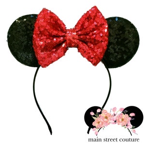 Red sequin minnie ears, minnie mouse ears, minnie mouse headband