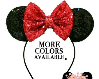 Minnie Ears, pink Minnie Ears, Neon pink Minnie Ears, Rosegold Minnie Ears, sequin Minnie ears, Disney ears, mickey ears