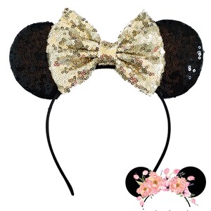 GOLD sequin minnie ears, minnie mouse ears, minnie mouse headband