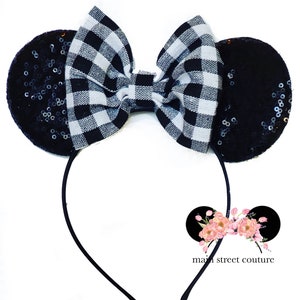 Buffalo Plaid Checked minnie ears, minnie mouse ears, minnie mouse headband