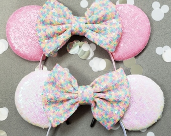 Sequin Pink Rainbow Pastel Dream Ice Parlor minnie ears, minnie mouse ears, minnie mouse headband