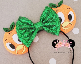 Orange Bird Flower and Garden Festival Ears, dole whip Minnie Ears, Floral Minnie Ears, minnie mouse ears, minnie mouse headband