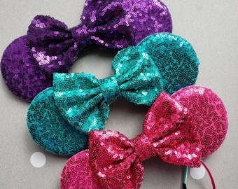 Jewel Tone Sequin Collection Minnie Mouse Ears, Mickey Mouse Ears, Disney Headband, Minnie Mouse Headband, Disney Minnie Headband,