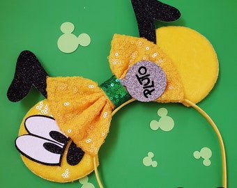 Mouse Minnie Ears, Pluto Inspired Minnie Ears, Pluto Ears, yellow Mickey Minnie Ears, sequin Minnie ears, Disney ears, mickey ears