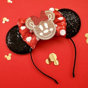Christmas Holiday Gingerbread Minnie  HOLIDAY Sequin choose your own color minnie ears, minnie mouse ears, minnie mouse headband