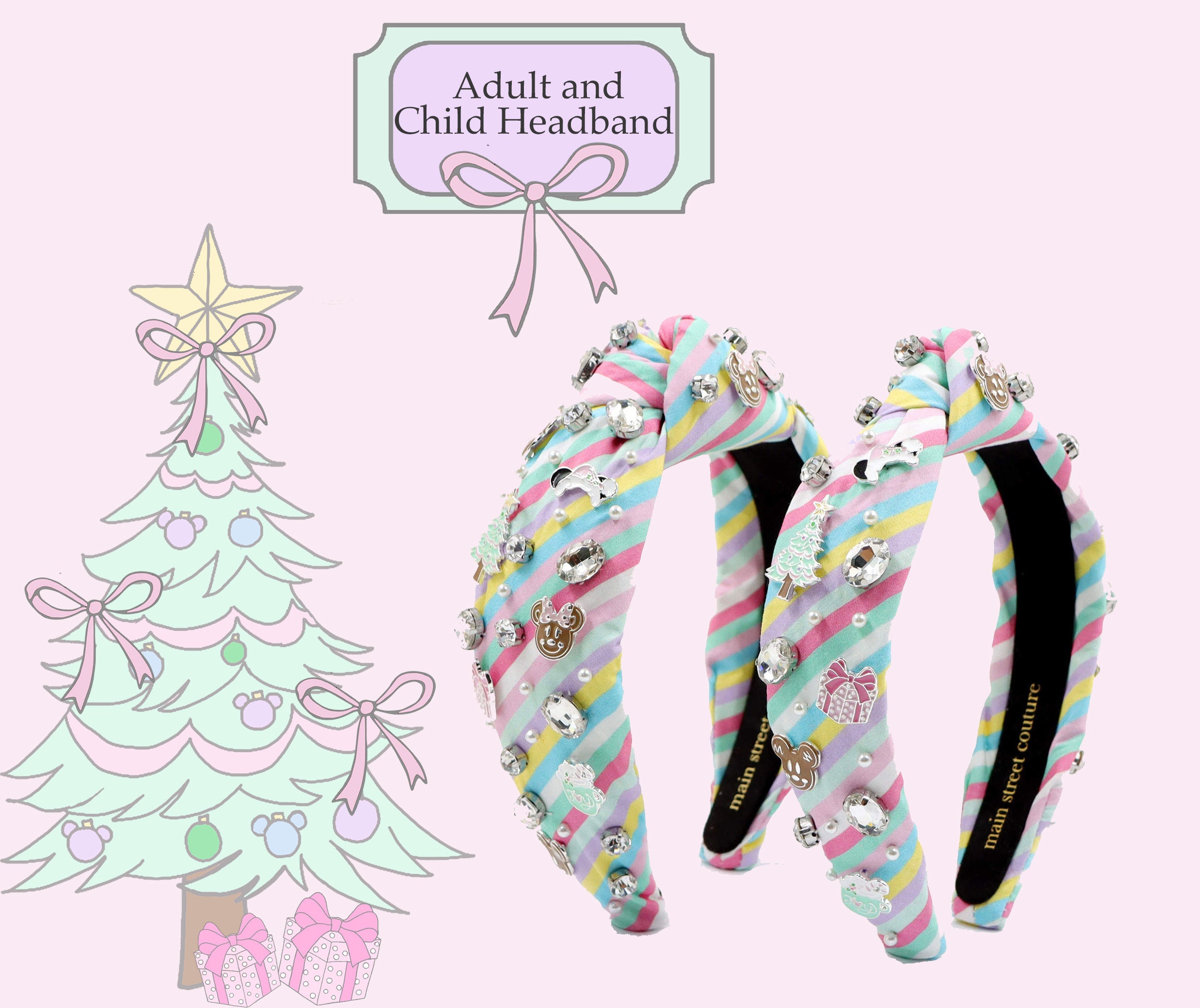 Diademas de árbol de Navidad para mujer, diadema anudada, hombre de jengibre, muñeco de nieve, diadema de tela elástica suave, diademas para el pelo con personalidad de moda para fiesta (4 piezas