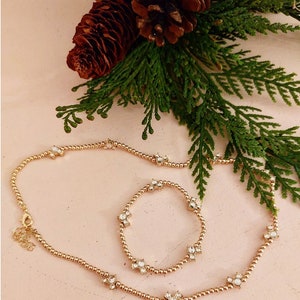 Tween petite Bracelet and necklace set gold filled beaded  Bracelet