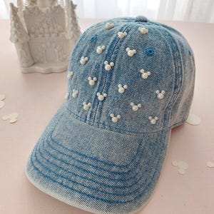 Denim washed with Pearls  Womens Baseball Cap, denim Womens Trendy Unisex Disney Inspired Womens Cap Unisex