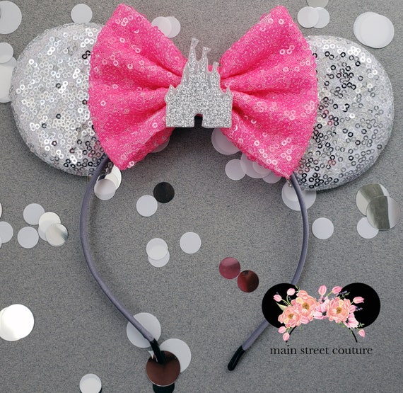 Disney Minnie Mouse Metallic Pink Headband TDR - Minnie Mouse Glittering Metallic Headband Shaped  main image 2