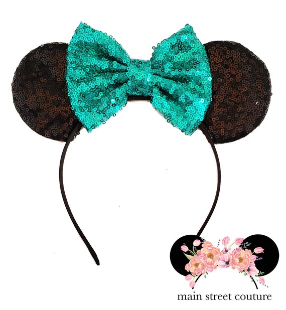 Teal Sequin Minnie Ears, Minnie Mouse Ears, Minnie Mouse  display picture 2