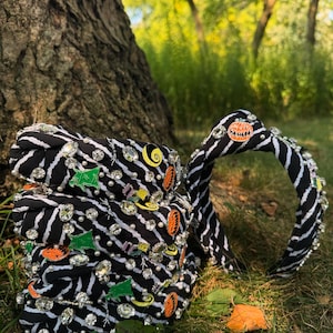 Ready to ship pumpkin king villain charm headband Halloween spooky black knotted headband nightmare nmbc