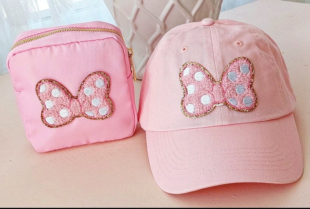 Pink Polka Dot Bow Womens Baseball Cap, Chenille Mickey Glitter Patch Tie  Dye Womens Trendy Disney Inspired Womens Cap Unisex