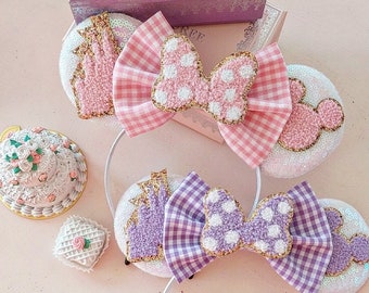 Lilac or pink Disney Mode Chenille patch Minnie Ears, patch ears designer ears Trendy Disney Inspired Womens.