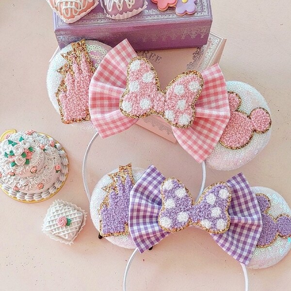 Lilac or pink Disney Mode Chenille patch Minnie Ears, patch ears designer ears Trendy Disney Inspired Womens.