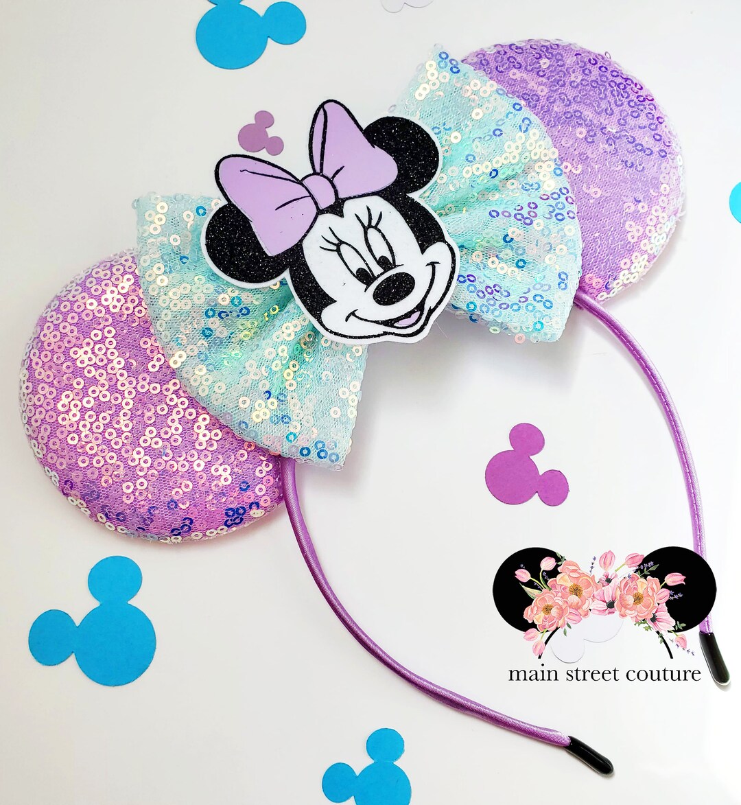 Pastel Minnie Mickey Ears, Lavender Sequin Minnie Ears 