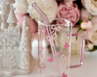 Main Street vibes park pastel baby pink glass with pink handle and matching pink straw