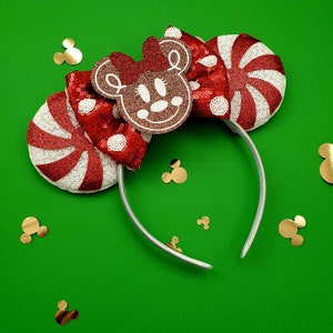 Christmas Holiday Red Peppermint Candy HOLIDAY Sequin choose your own color minnie ears, minnie mouse ears, minnie mouse headband