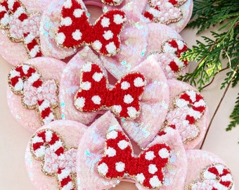 Christmas Holiday peppermint candy cane bow  , minnie mouse ears, minnie mouse headband