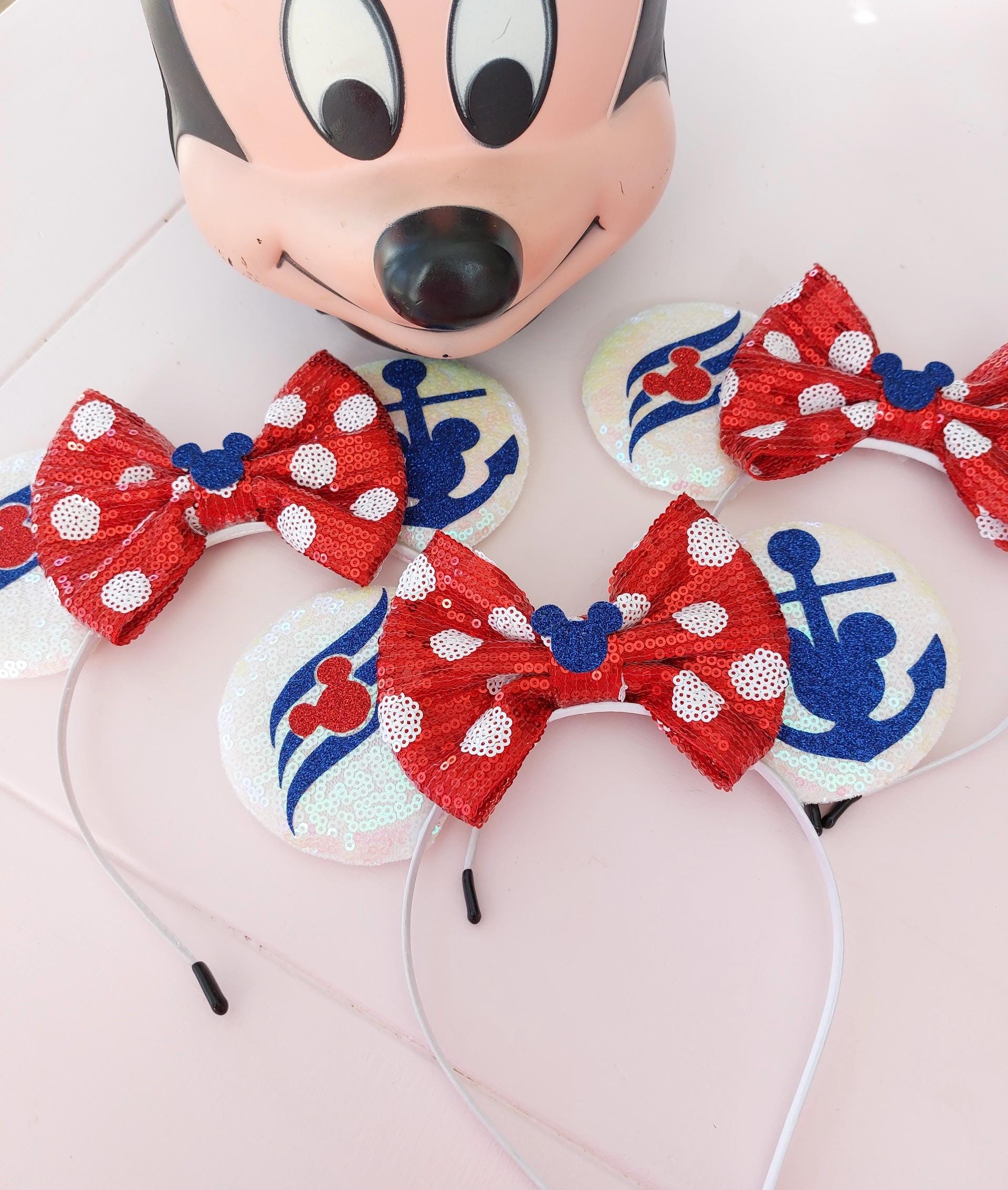 Cruise Nautical Minnie Mouse Ears Red and Blue Minnie Ears  display picture 3
