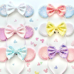 Mouse Ears, sequin ears, pastel mouse ears, custom color ears, Rose Gold Mickey Mouse Ears, Headband, , Minnie Mouse Headband