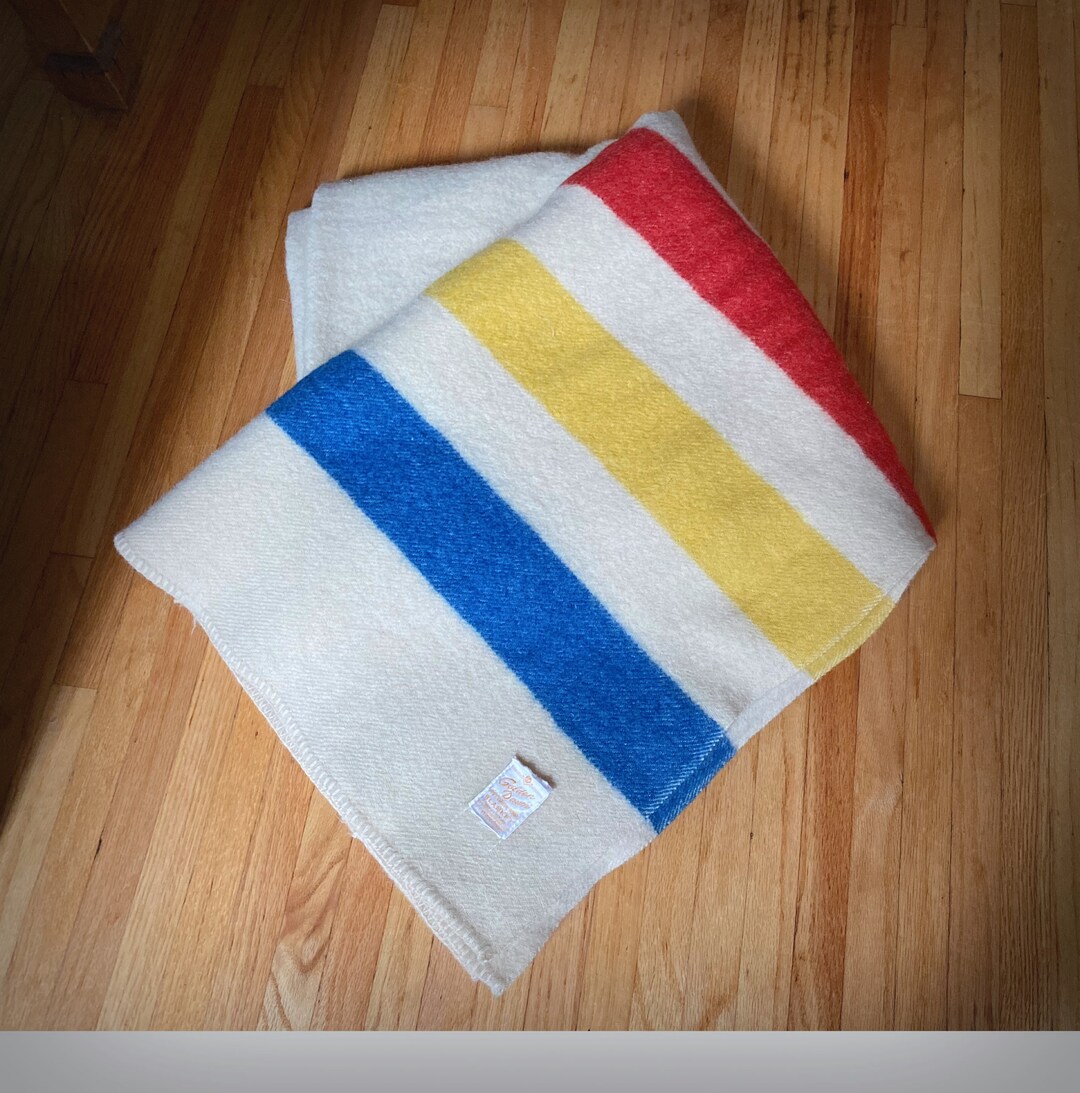 Vintage Blanket Golden Dawn Wool Striped Blanket Made by JC Etsy