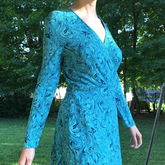 90s Diane Von Furstenberg Silk Wrap Dress, Blue Ma