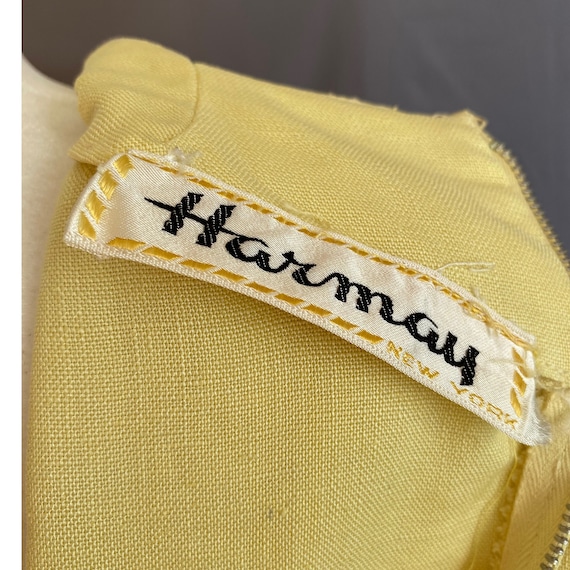 1960s Linen Dress Yellow Vintage Harmay New York … - image 5