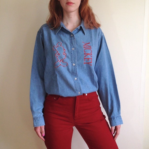 mickey mouse denim shirt